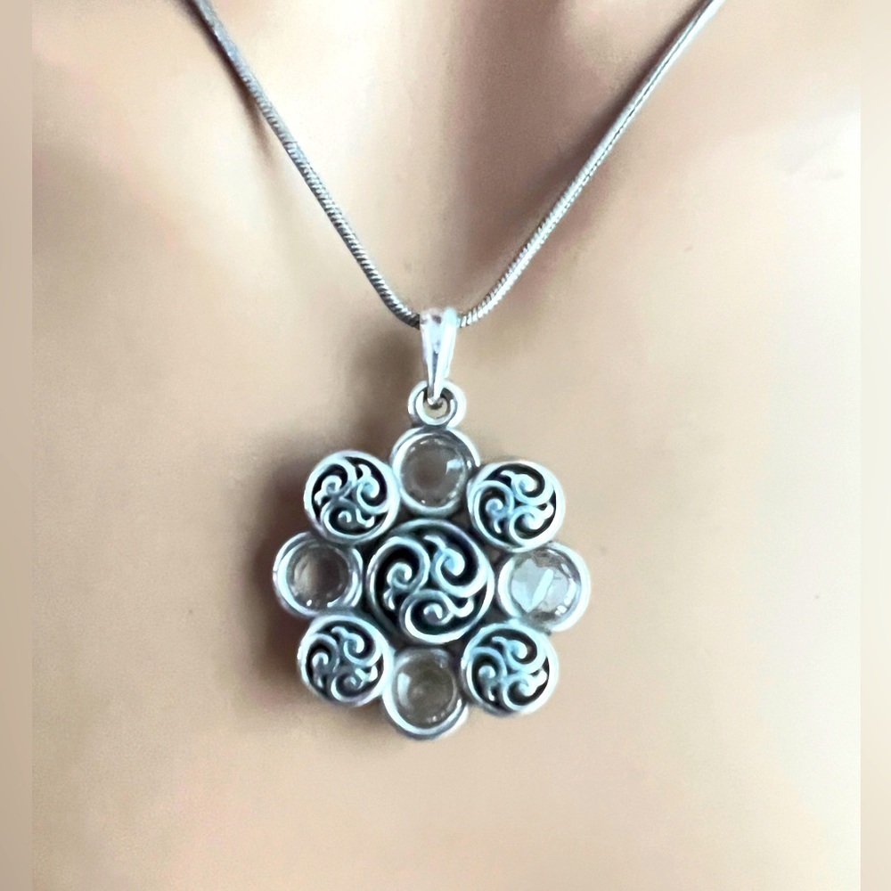 Brighton beautiful crystal necklace. See through Crystal silver plated chain